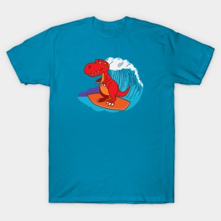 Chibi T-Rex Surfing T-Shirt